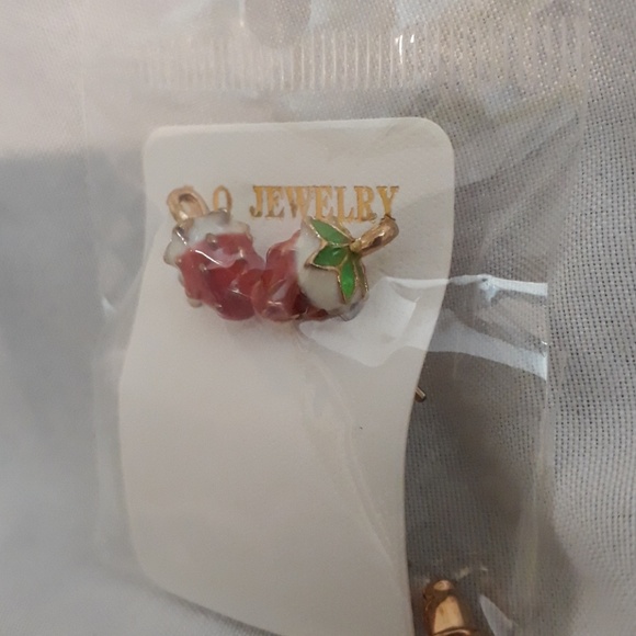 Cute Enamel Strawberry Stud Earrings - Picture 7 of 8